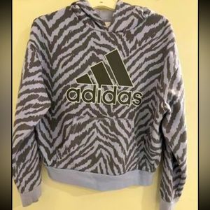 Girls Adidas Purple Tiger Print Hoodie Size 10-12